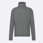 Maglione Dior Men CD Dior Icons in maglia di cashmere grigio con collo alto e motivo Cannage all-over