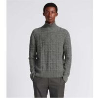 Dior Men CD Dior Icons Sweater Gray Cashmere Knit Stand Collar All-Over Cannage Motif (12)