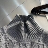 Dior Men CD Dior Icons Sweater Gray Cashmere Knit Stand Collar All-Over Cannage Motif (12)