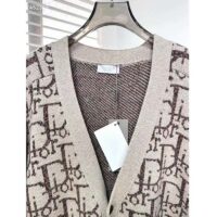 Dior Men CD Dior Oblique Cardigan Beige Brown Wool Jacquard (6)