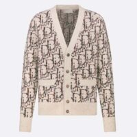 Dior Men CD Dior Oblique Cardigan Beige Brown Wool Jacquard (6)