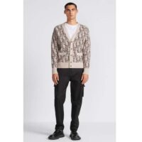 Dior Men CD Dior Oblique Cardigan Beige Brown Wool Jacquard (6)