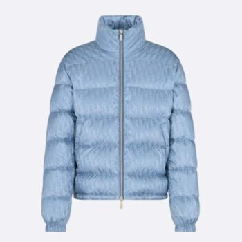Dior Men CD Dior Oblique Down Jacket Blue Technical Jacquard