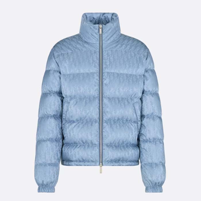 Dior Men CD Dior Oblique Down Jacket Blue Technical Jacquard