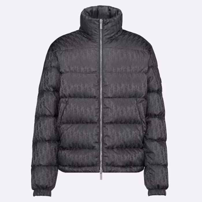 Dior Men CD Dior Oblique Down Jacket Grey Technical Jacquard