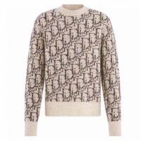 Dior Men CD Dior Oblique Sweater Beige Brown Wool Jacquard (11)