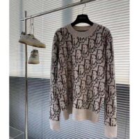 Dior Men CD Dior Oblique Sweater Beige Brown Wool Jacquard (11)