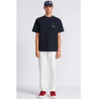 Dior Men CD Dior Otani Workshop Relaxed-Fit T-Shirt Navy Blue Slub Cotton Jersey (7)