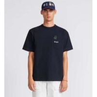 Dior Men CD Dior Otani Workshop Relaxed-Fit T-Shirt Navy Blue Slub Cotton Jersey (7)