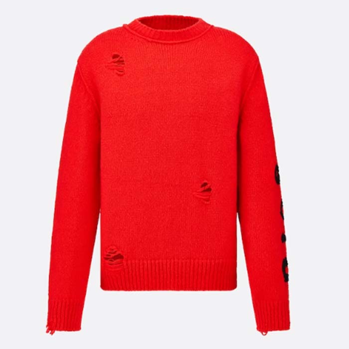 Dior Men CD Dior Otani Workshop Sweater Red Wool Cashmere Jersey