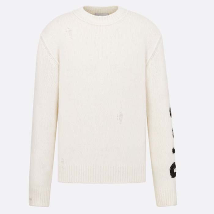 Dior Men CD Dior Otani Workshop Sweater White Wool Cashmere Jersey