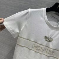 Dior Men CD Embroidered T-Shirt White Cotton Jersey Gold-Tone Signature (3)