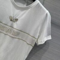 Dior Men CD Embroidered T-Shirt White Cotton Jersey Gold-Tone Signature (3)