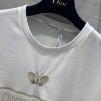 Dior Men CD Embroidered T-Shirt White Cotton Jersey Gold-Tone Signature (3)