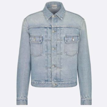Dior Men CD MKII Jacket Light Blue Cotton Twill Laser-Faded Vintage Effect Heavy-Weight Denim
