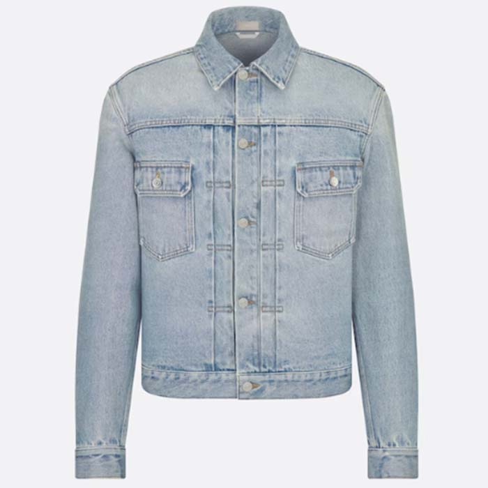 Dior Men CD MKII Jacket Light Blue Cotton Twill Laser-Faded Vintage Effect Heavy-Weight Denim