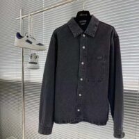 Dior Men CD Overshirt Black Cotton Twill Laser-Faded Vintage Effect Heavy-Weight Denim (11)