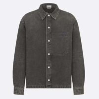 Dior Men CD Overshirt Black Cotton Twill Laser-Faded Vintage Effect Heavy-Weight Denim (11)