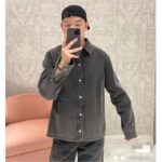 Dior Men CD Overshirt Black Cotton Twill Laser-Faded Vintage Effect Heavy-Weight Denim - immagine 12