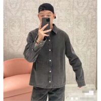 Dior Men CD Overshirt Black Cotton Twill Laser-Faded Vintage Effect Heavy-Weight Denim (11)