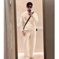 Dior Men CD Regular-Fit Sweater Stand Collar White Cotton Fleece (3)