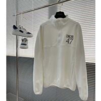 Dior Men CD Regular-Fit Sweater Stand Collar White Cotton Fleece (3)