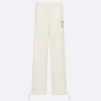 Dior Men CD Track Pants White Cotton Fleece Dior 47 Embroidery Pockets (5)