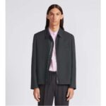 Dior Men CD Zipped Jacket Blue Virgin Wool Blend Viscose Spread Collar - Image 11