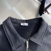 Dior Men CD Zipped Jacket Blue Virgin Wool Blend Viscose Spread Collar (11)