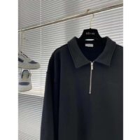 Dior Men CD Zipped Jacket Blue Virgin Wool Blend Viscose Spread Collar (11)