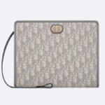 Dior Unisex CD Medium 30 Montaigne Pouch Grigio Dior Oblique Jacquard