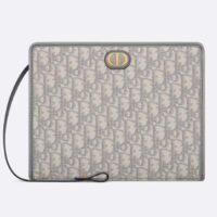 Dior Unisex CD Medium 30 Montaigne Pouch Gray Dior Oblique Jacquard (2)