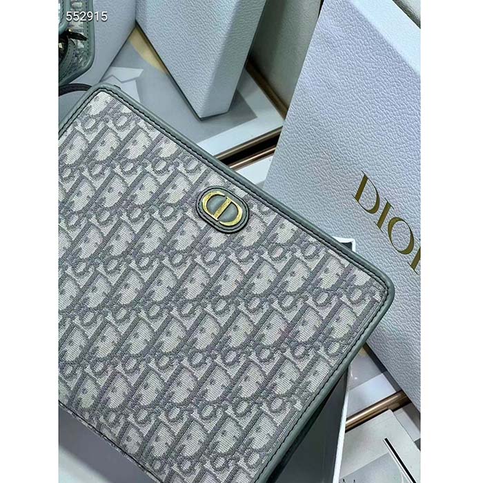 Dior Unisex CD Medium 30 Montaigne Pouch Gray Dior Oblique Jacquard (5)