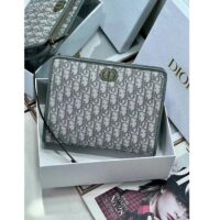 Dior Unisex CD Medium 30 Montaigne Pouch Gray Dior Oblique Jacquard (2)