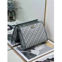 Dior Unisex CD Medium 30 Montaigne Pouch Gray Dior Oblique Jacquard (2)