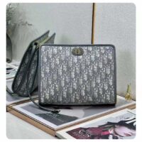 Dior Unisex CD Medium 30 Montaigne Pouch Gray Dior Oblique Jacquard (2)