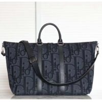 Dior Unisex CD Weekend 40 Bag Black Maxi Dior Oblique Jacquard (4)