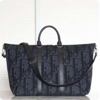 Dior Unisex CD Weekend 40 Bag Black Maxi Dior Oblique Jacquard (4)