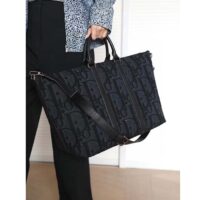 Dior Unisex CD Weekend 40 Bag Black Maxi Dior Oblique Jacquard (4)