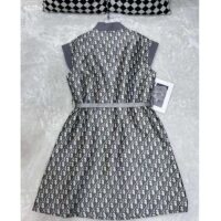 Dior Women CD Belted Dress Gray Technical Taffeta Jacquard Dior Oblique Motif Reference 417R92A2970_X8854 (2)