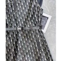 Dior Women CD Belted Dress Gray Technical Taffeta Jacquard Dior Oblique Motif Reference 417R92A2970_X8854 (2)