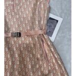 Dior Women CD Belted Dress Melocoton Pink Technical Taffeta Jacquard Dior Oblique Motif Reference: 417R92A2970_X1245 - Imagen 4
