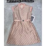 Dior Women CD Belted Dress Melocoton Pink Technical Taffeta Jacquard Dior Oblique Motif Reference: 417R92A2970_X1245 - Imagen 2