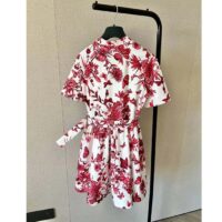 Dior Women CD Belted Shirt Dress White Cotton Silk Poplin Red Toile De Jouy Mexico Motif Reference 417R89A3676_X3810 (1)