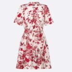 Dior Women CD Belted Shirt Dress White Cotton Silk Poplin Red Toile De Jouy Mexico Motif Reference 417R89A3676_X3810