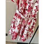 Dior Women CD Belted Shirt Dress White Cotton Silk Poplin Red Toile De Jouy Mexico Motif Reference: 417R89A3676_X3810 - Image 5