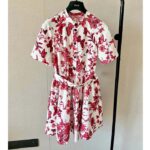 Dior Women CD Belted Shirt Dress White Cotton Silk Poplin Red Toile De Jouy Mexico Motif Reference: 417R89A3676_X3810 - Image 2