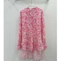 Dior Women CD Blouse Melocoton Pink Cotton Voile with Allover Butterfly Motif (6)