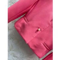 Dior Women CD Cropped Jacket Passion Pink Wool Silk Long Sleeves (9)