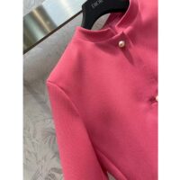 Dior Women CD Cropped Jacket Passion Pink Wool Silk Long Sleeves (9)